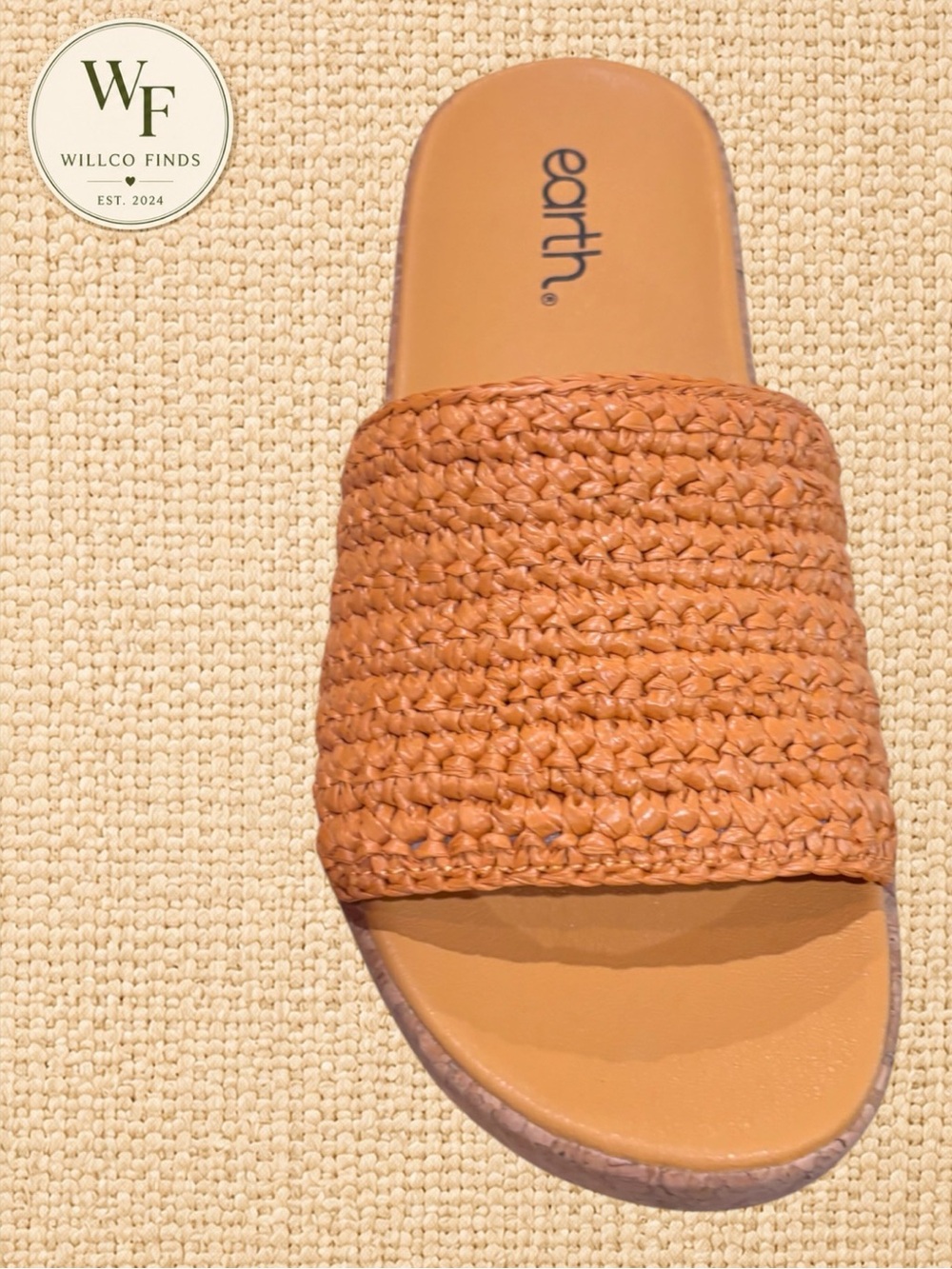 Earth Women’s Size 8M Tan Woven Slide Sandals Cork Platform Casual Shoes